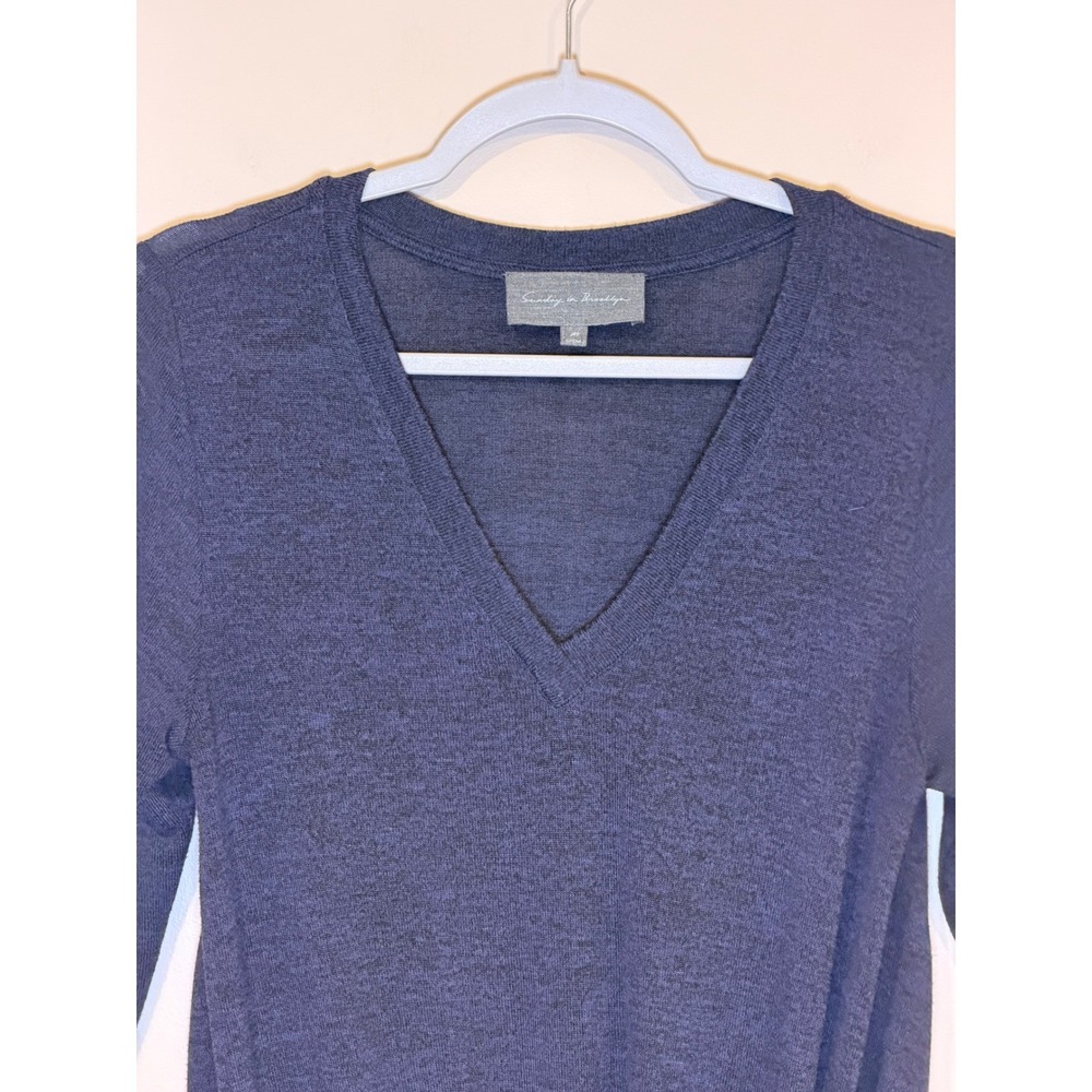 Sunday In Brooklyn Womens Navy Blue Medium Twist Front Casual Top Minimalist - Picture 4 of 6